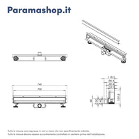 Canalina doccia con scarico a muro 70 cm con cover cromata