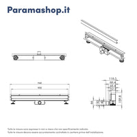Canalina doccia con scarico a muro 90 cm con cover cromata