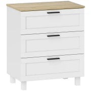 Cassettiera 3 Cassetti Moderna in Legno, 60x38x71 cm, Bianca e color Legno
