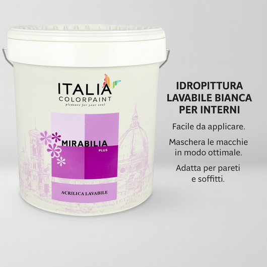 Mirabilia plus idropittura acrilica lavabile per interni *** formato 2.5 lt, confezione 1