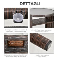 Set Tavolino Sedie da Esterno e Giardino in Rattan Marrone e Beige