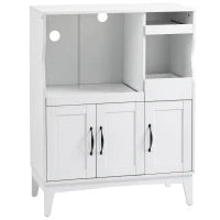 Credenza Cucina Salvaspazio con 2 Armadietti e 2 Ripiani Estraibili in Legno, 84x39x109 cm, Bianco