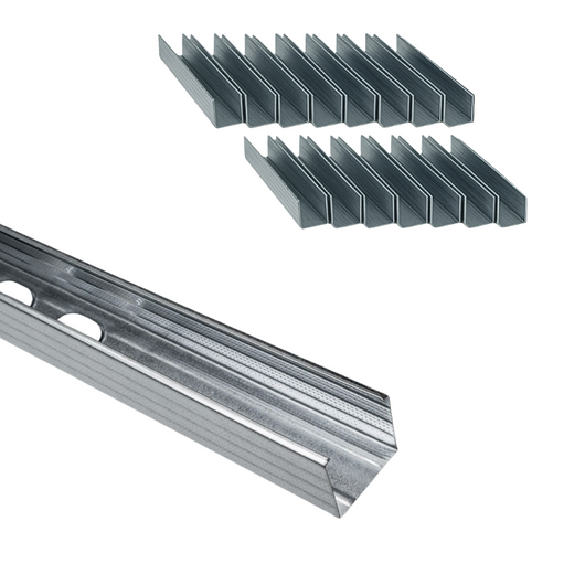 Montante c standard 2 m acciaio zincato sp 0,6 mm fissaggio cartongesso 16 pz *** misure 47 x 99 x 50 mm, confezione 1