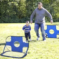 Set di 2 Porte da Calcio per Bambini con Bersaglio Pieghevoli, 123x80x80 cm, Blu