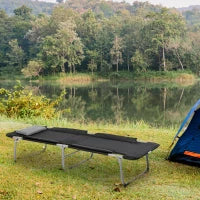 Letto da Campeggio, Brandina Pieghevole e Imbottita con Cuscino, Nero 183 x 66 x 33cm