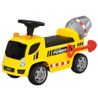 Macchina per Bambini Cavalcabile 2 in 1 con Betoniera, Luci e Suoni, Età 18-36 Mesi, 78x28.2x42cm, Giallo