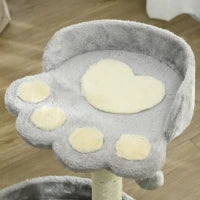 Tiragraffi per Gatti con Lettini, Corda in Juta e Peluche, 41x41x44 cm, Grigio Chiaro