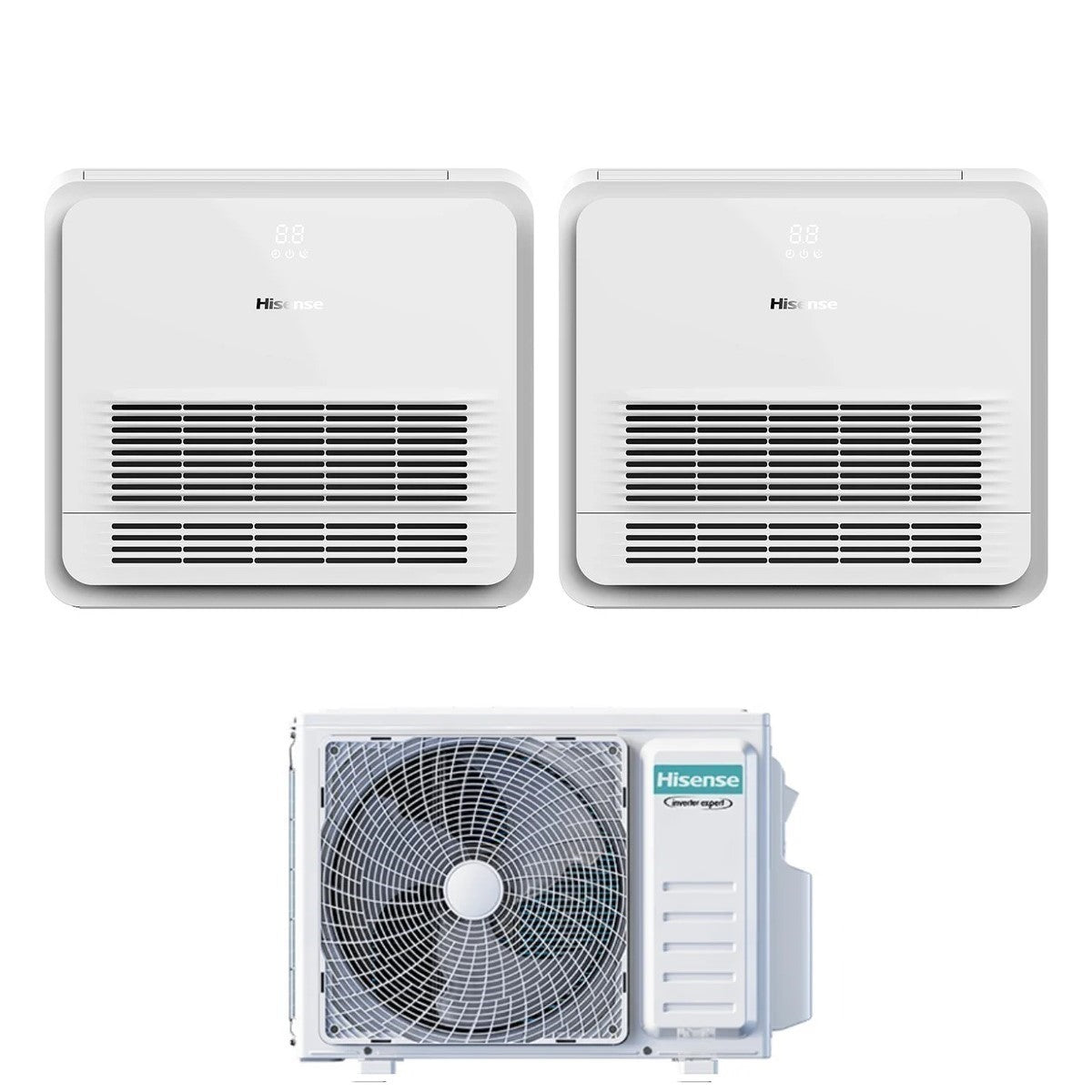 Condizionatore Dual Split Console Hisense 12+12 con 2AMW52U4RXC R-32 Wi-Fi Optional con Telecomando di Serie