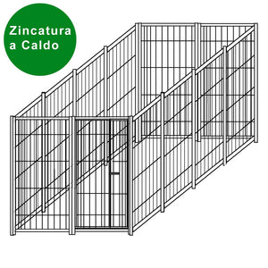 Recinto per cani da 4x2 metri solo perimetro modulare in rete con zincatura a caldo