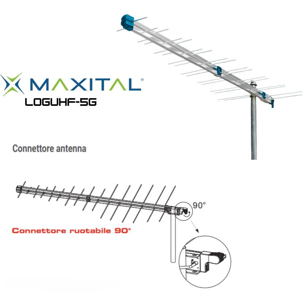 Maxital loguhf-5g antenna logaritmica uhf 28 elementi con filtro 5g