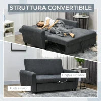 Divano Letto Clic Clac con Schienale Regolabile su 3 Livelli, in Tessuto Effetto Velluto, 148x87x88 cm, Grigio