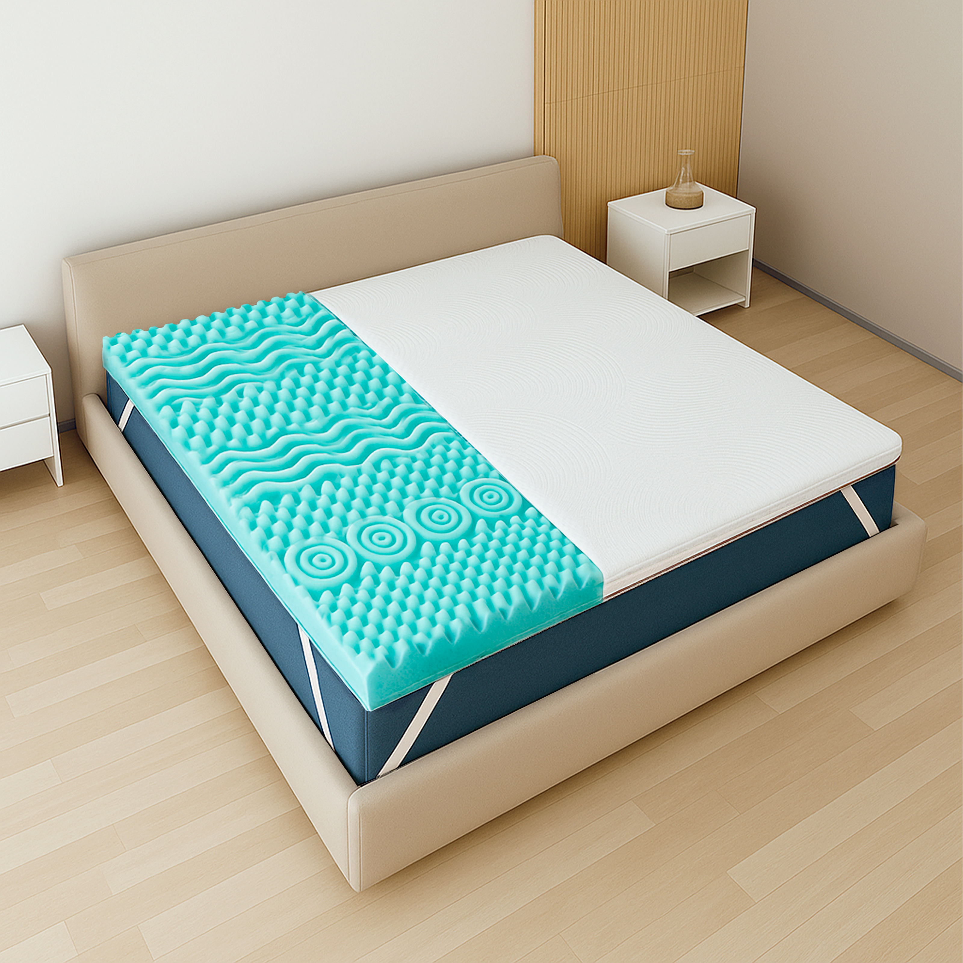 Topper singolo 90 X 200 Memory Foam 9 Zone | Altezza 5 cm | Anallergico