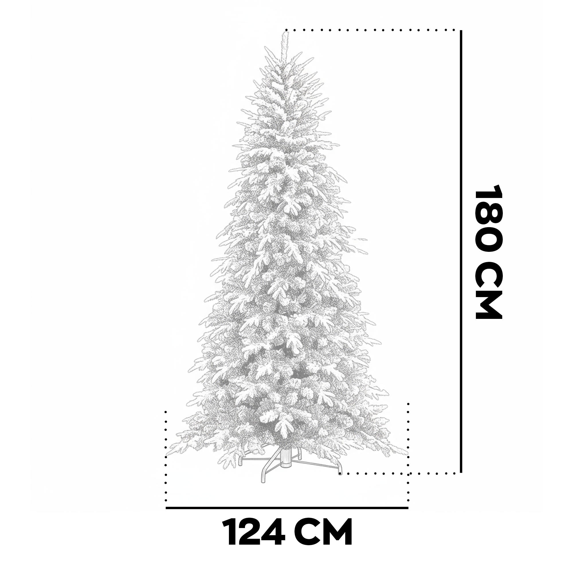 Artik - Albero di Natale Innevato in PE e PVC Ø124x180H cm, 1366 Punte