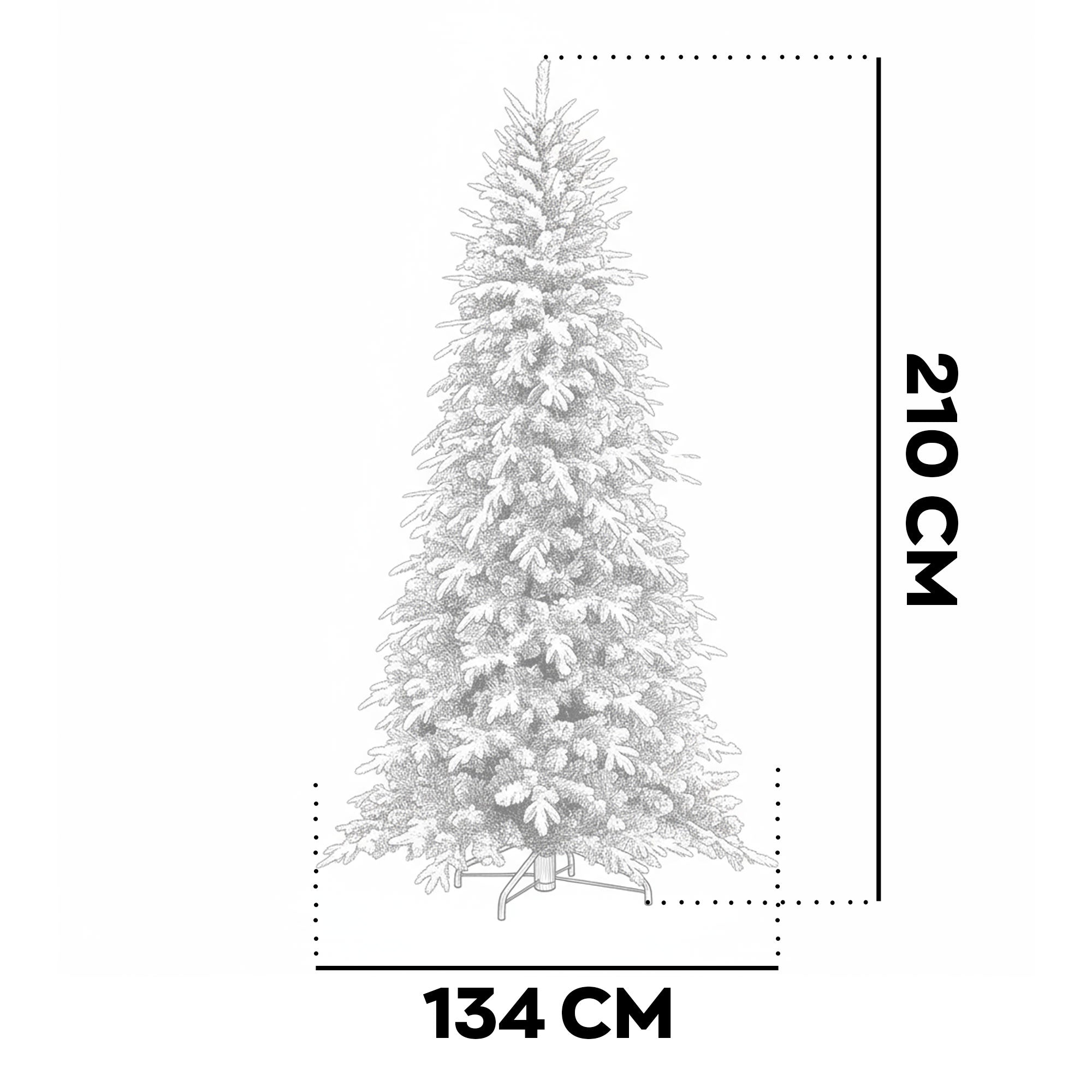Artik - Albero di Natale Innevato in PE e PVC Ø134x210H cm, 1876 Punte