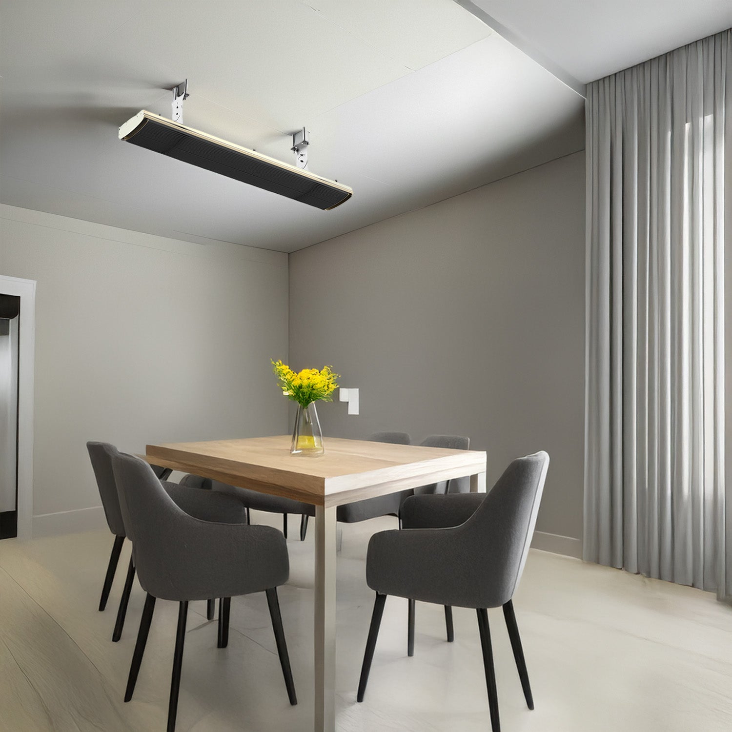 Riscaldatore Industriale a Infrarossi Mpc Algeciras Struttura In Alluminio Adatto Per Interni Ed Esterni Potenza 4000w Alimentazione 380v Lunghezza 200 Cm Modello Senza Telecomando