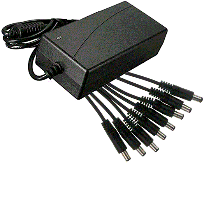 ALIMENTATORE STABILIZZATO TRASFORMATORE 12V 5A 8 USCITE TELECAMERE DVR STRISCE