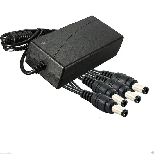 ALIMENTATORE STABILIZZATO TRASFORMATORE 12v 10A 4 USCITE TELECAMERE DVR STRISCE