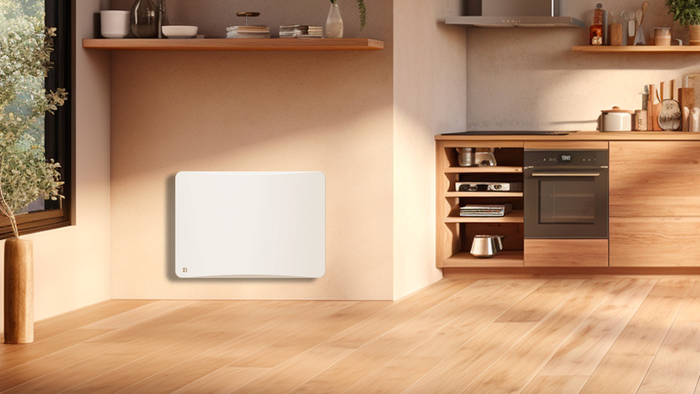 Radiatore elettrico fisso ad inerzia secca ghisa + pellicola + plug & play 1000W ALMEA orizzontale bianco