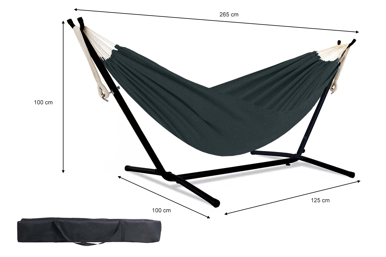 Amaca con supporto da giardino mod. Panama grigio scuro AM05PA