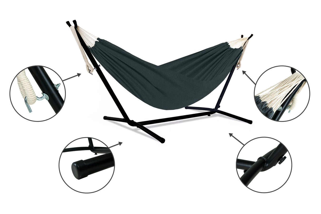 Amaca con supporto da giardino mod. Panama grigio scuro AM05PA