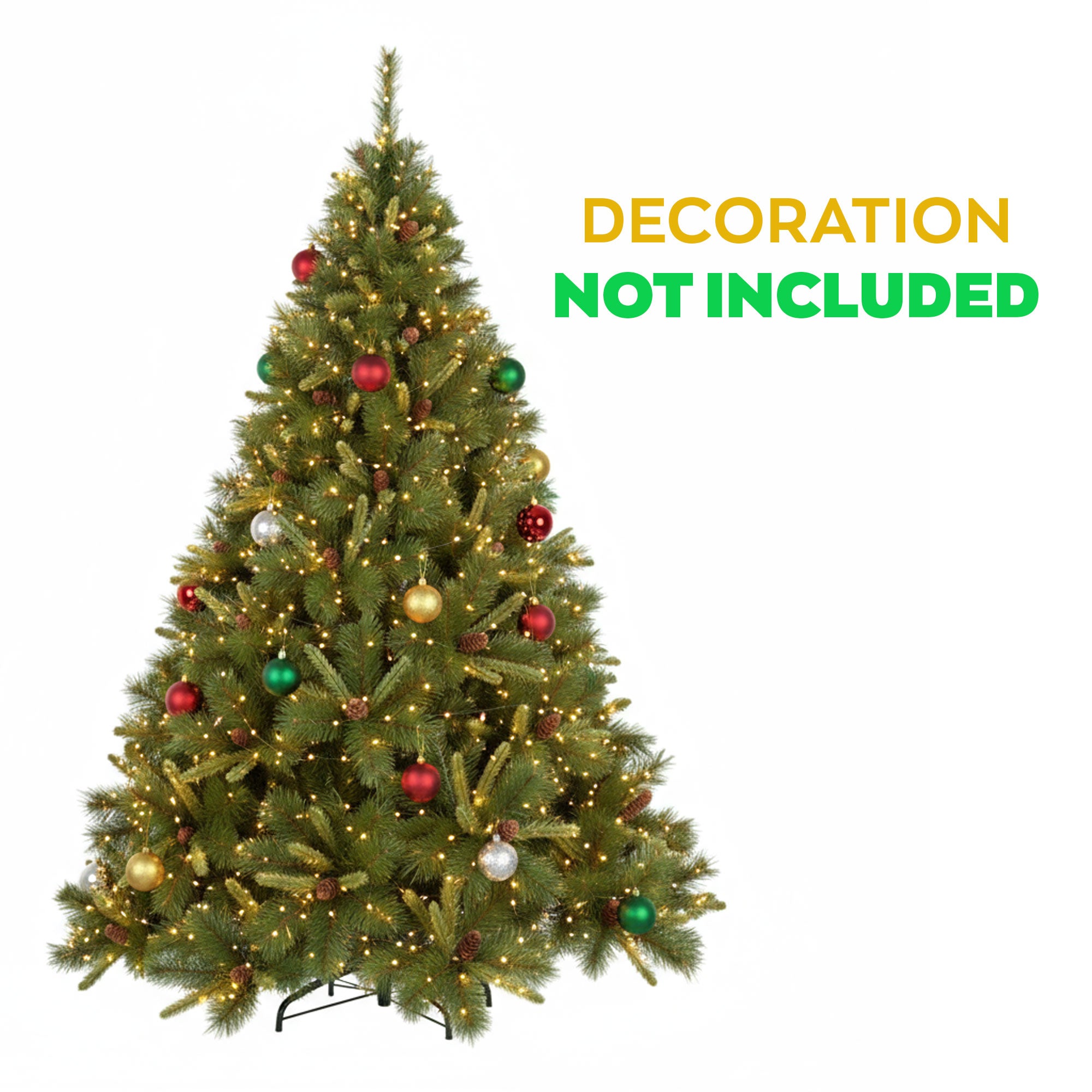 Alabaster - Albero di Natale Tradizionale con Pigne in PVC e PP Ø139x210H cm, 1072 Punte