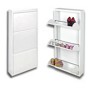 Scarpiera SalvaSpazio Slim a 3 Ante BIANCA|L'Originale |15x50x104 cm | 6/9 PAIA di scarpe | Nente da montare