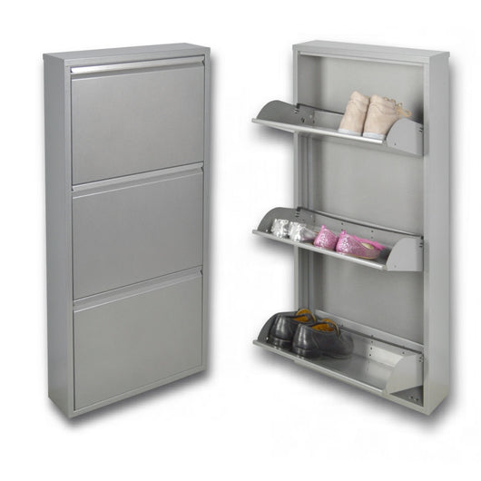 Scarpiera SalvaSpazio Slim a 3 Ante GRIGIA|L'Originale |15x50x104 cm | 6/9 PAIA di scarpe | Nente da montare