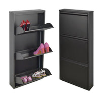 Scarpiera SalvaSpazio Slim a 3 Ante NERA|L'Originale |15x50x104 cm | 6/9 PAIA di scarpe | Nente da montare