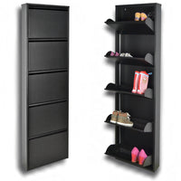 Scarpiera SalvaSpazio Slim a 5 Ante| NERA | L'Originale| 15x50x170 cm | 10/15 PAIA di scarpe | Gia' montate