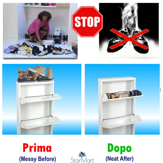 Scarpiera SalvaSpazio Slim a 3 Ante GRIGIA|L'Originale |15x50x104 cm | 6/9 PAIA di scarpe | Nente da montare