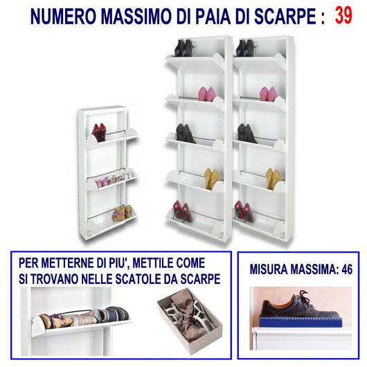 Scarpiere Slim Originali, 39 paia di scarpe, Col. Bianco | Gia' montate 