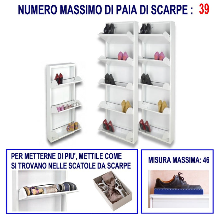 Scarpiere Slim Originali, 39 paia di scarpe, Col. Bianco | Gia' montate 