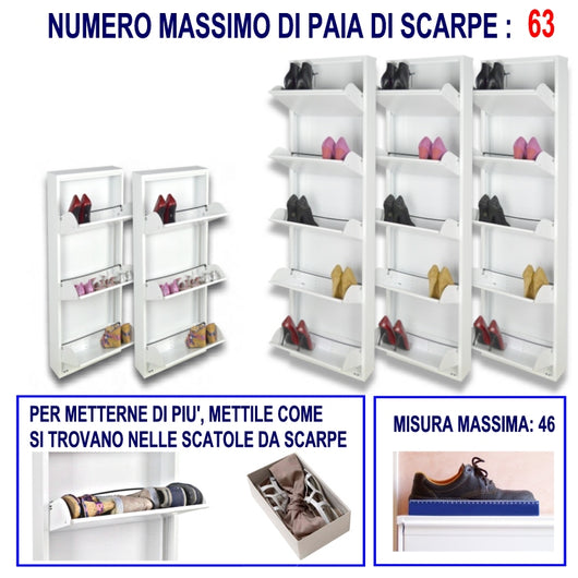 Scarpiere Slim Originali, 63 paia di scarpe, Col. Bianco | Gia' montate 