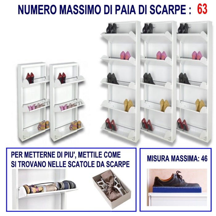 Scarpiere Slim Originali, 63 paia di scarpe, Col. Bianco | Gia' montate 