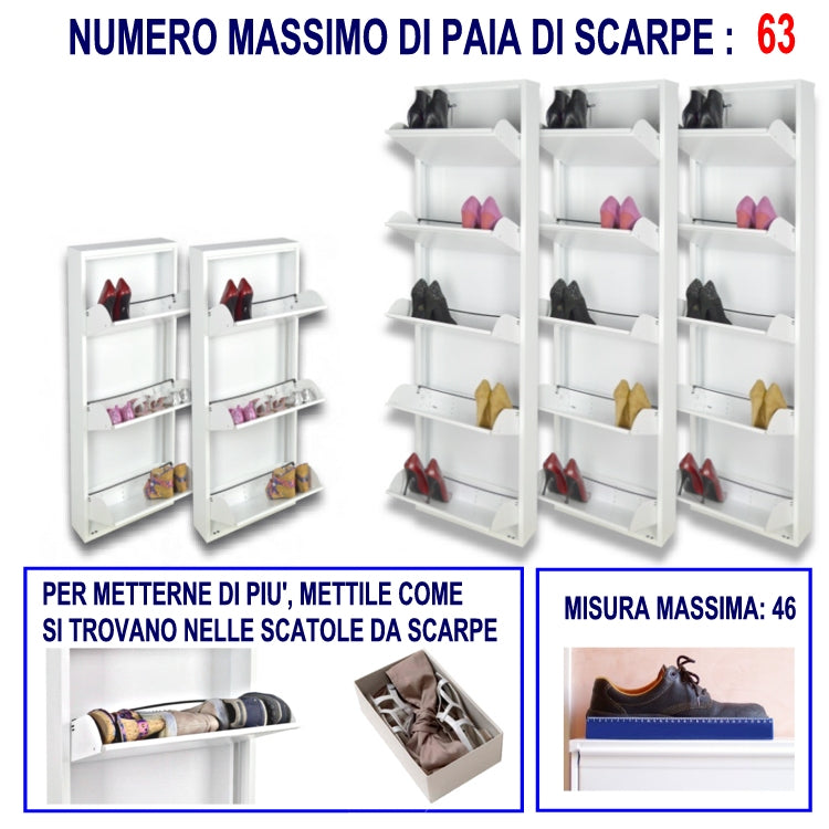 Scarpiere Slim Originali, 63 paia di scarpe, Col. Bianco | Gia' montate 