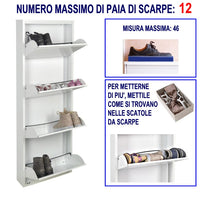 Scarpiera SalvaSpazio Slim a 4 Ante BIANCA| L'Originale|15x50x138 cm| 8/12 PAIA di scarpe | Nente da montare