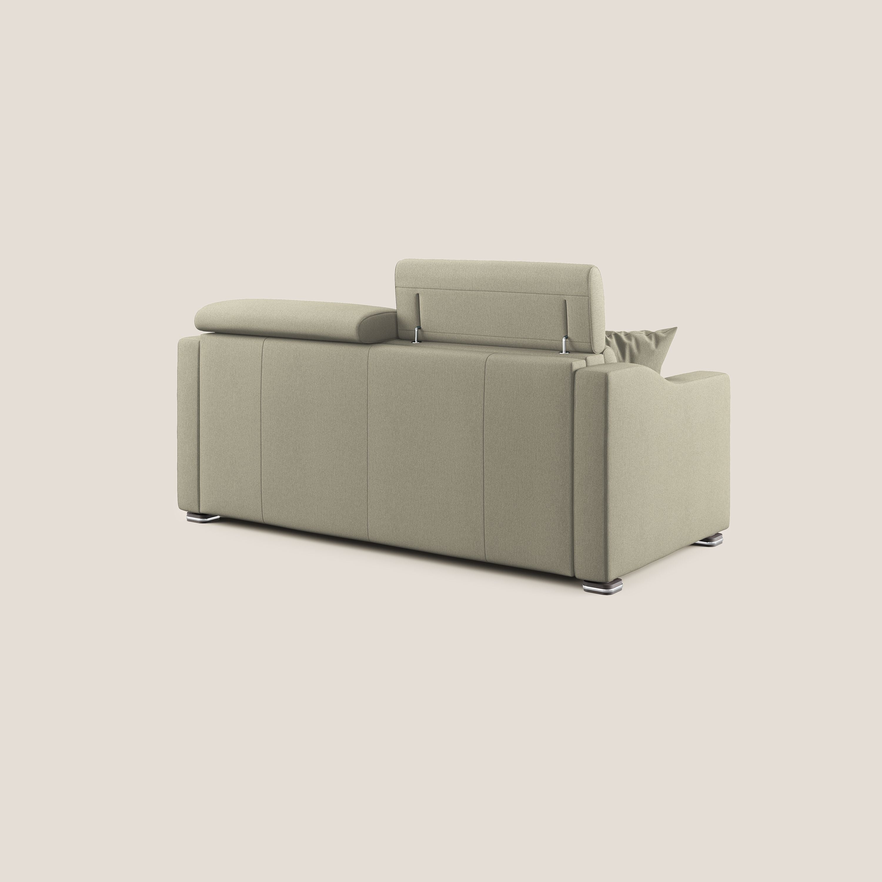 Divano Letto 3 Posti 211x100x98 cm in Tessuto Panna