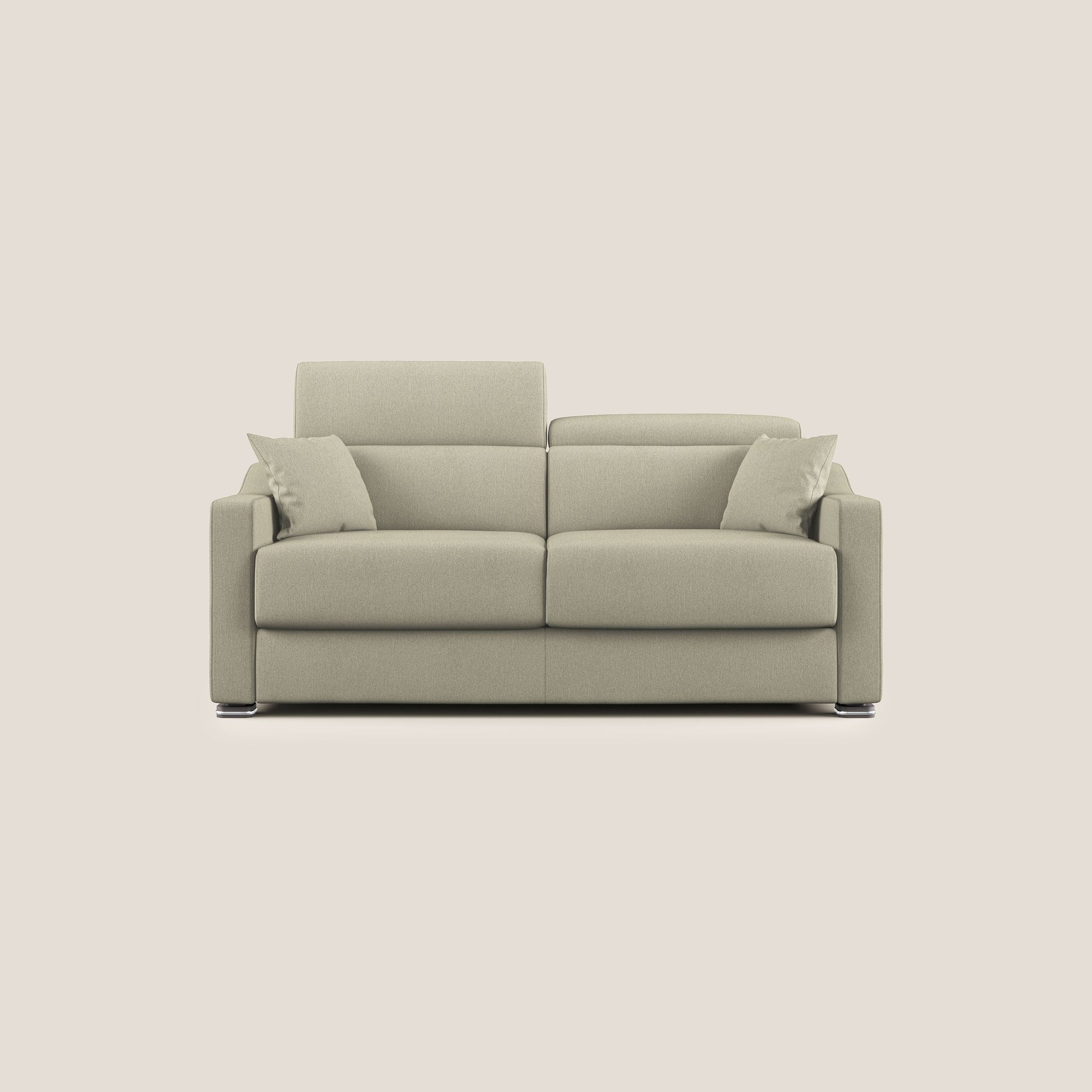 Divano Letto 3 Posti 211x100x98 cm in Tessuto Panna