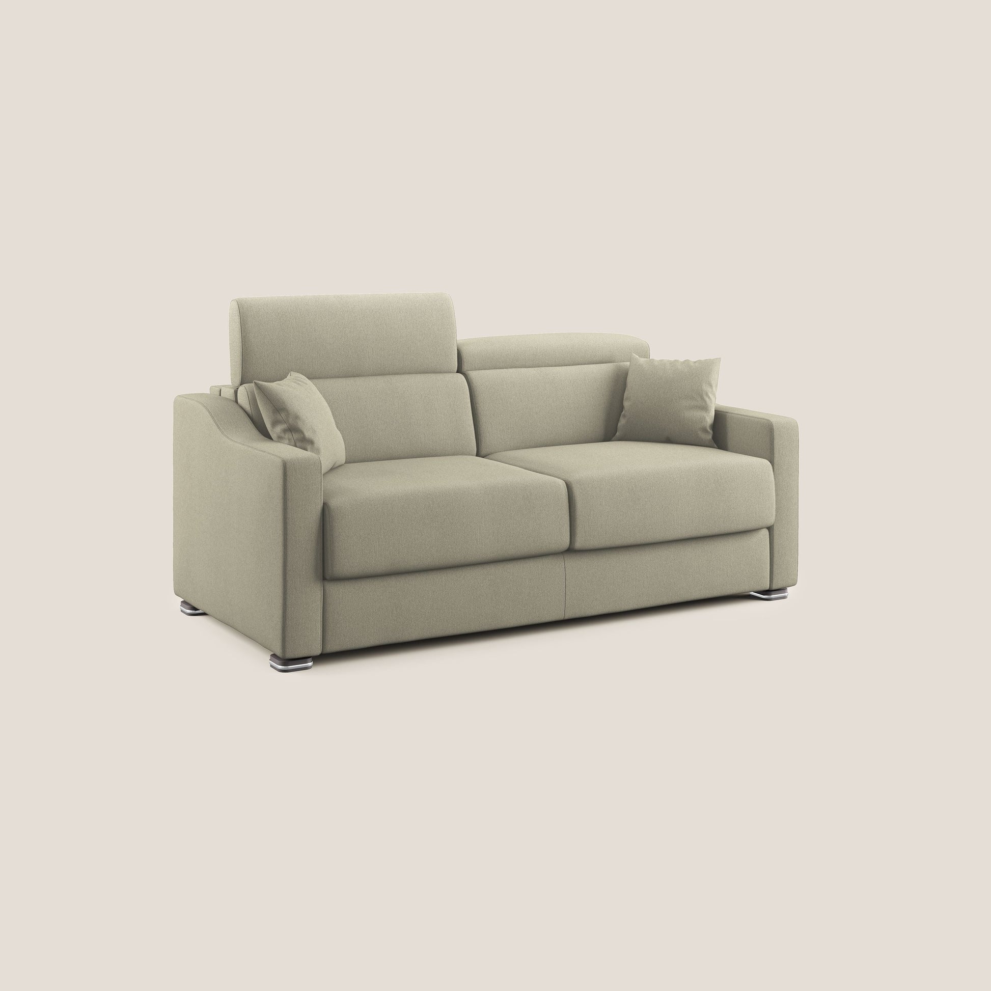 Divano Letto 3 Posti 211x100x98 cm in Tessuto Panna