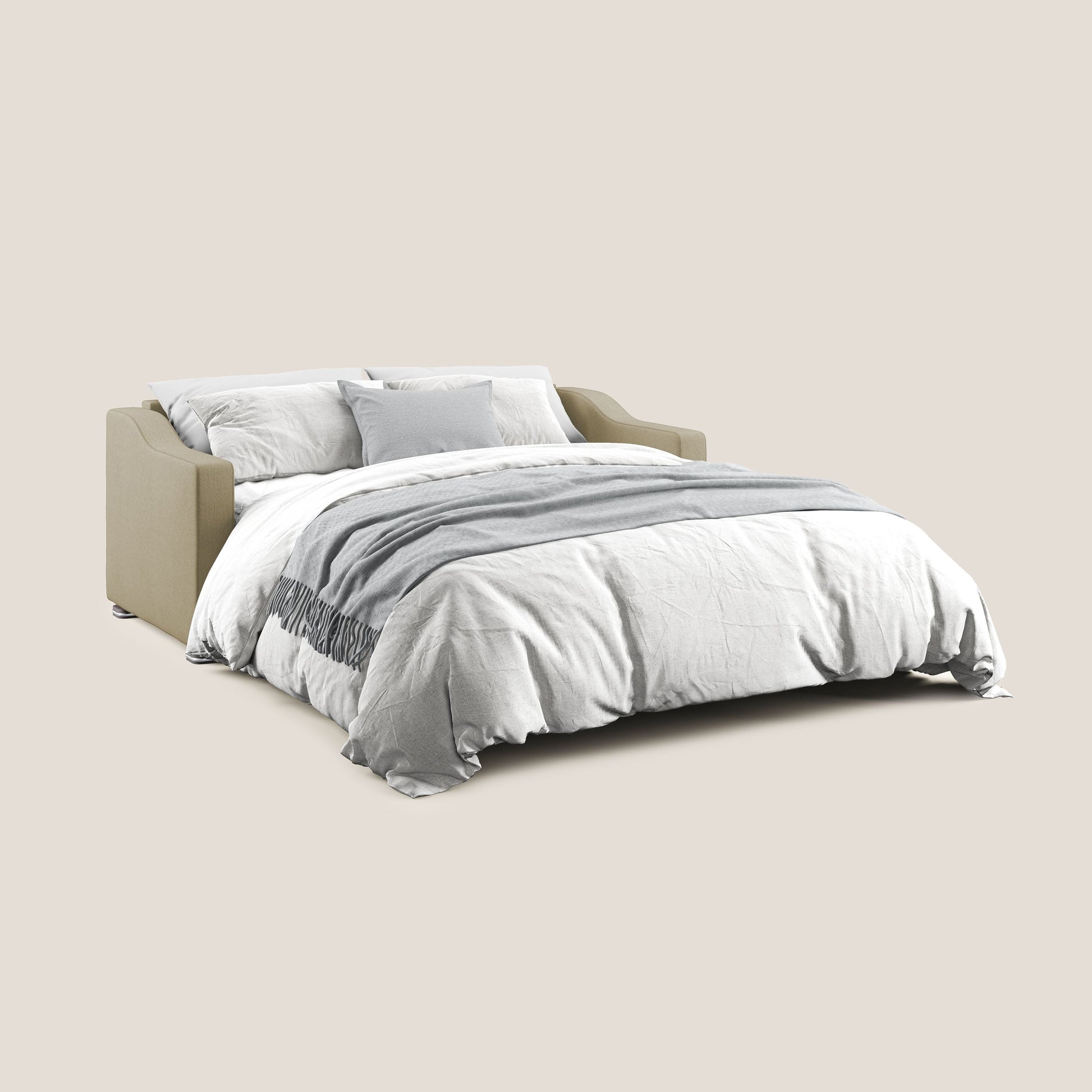 Divano Letto 3 Posti 211x100x98 cm in Tessuto Cammello