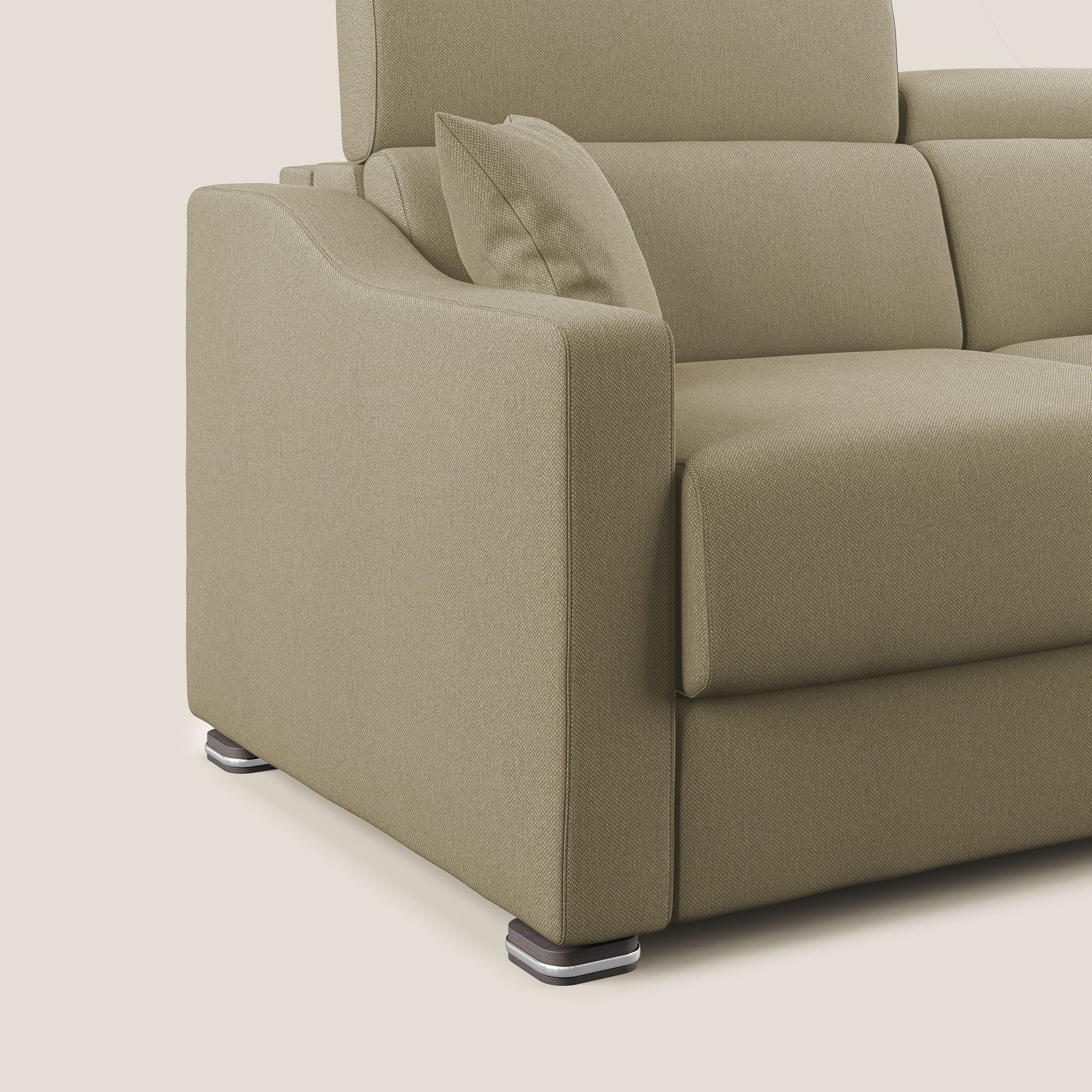 Divano Letto 3 Posti 211x100x98 cm in Tessuto Cammello