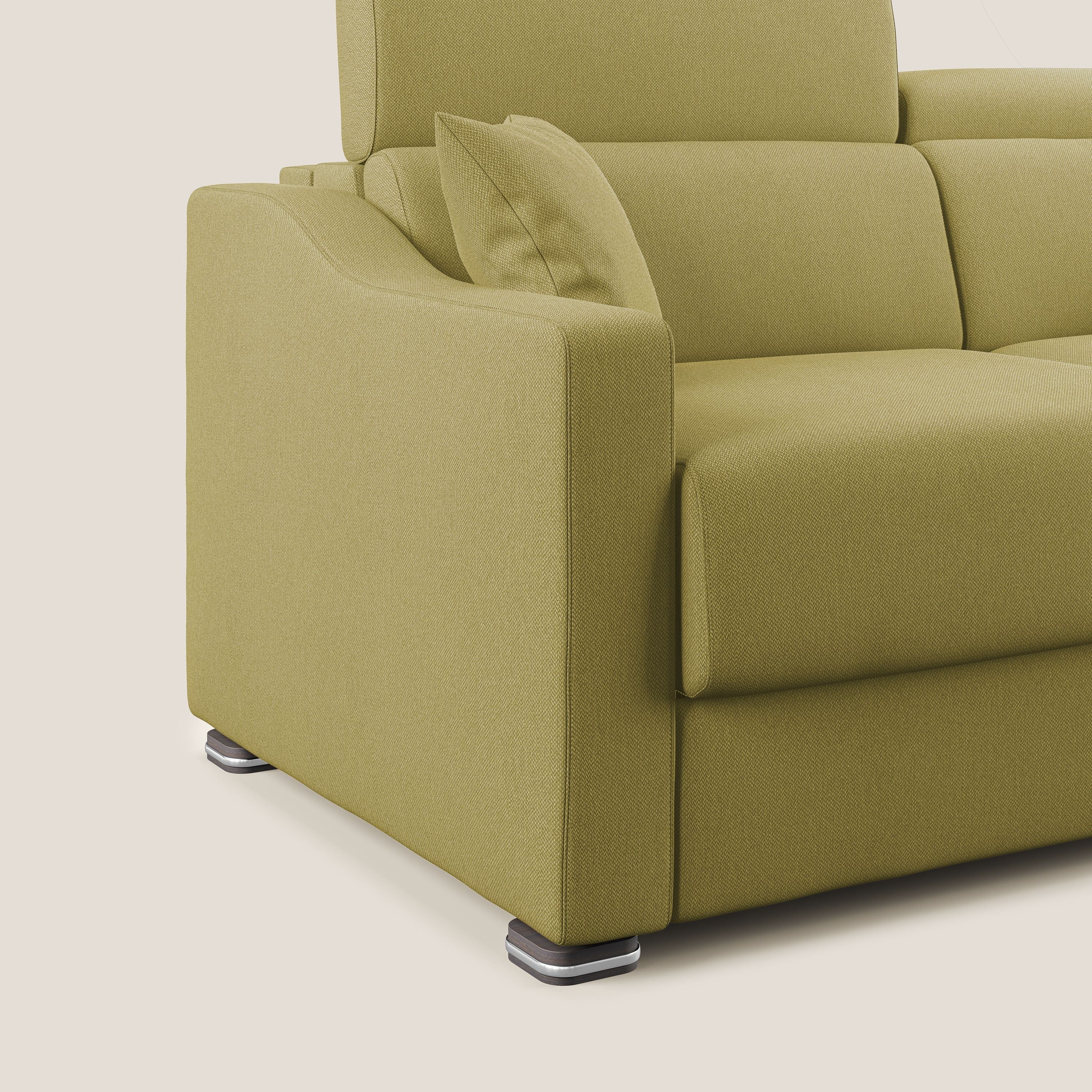 Divano Letto 3 Posti 191x100x98 cm in Tessuto Giallo