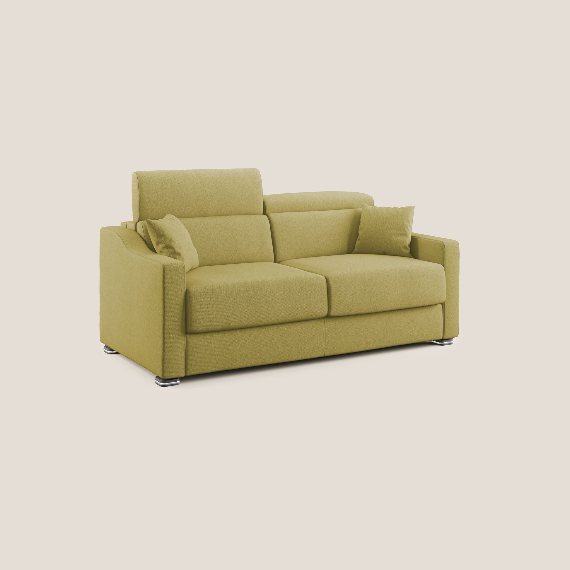 Divano Letto 2 Posti 171x100x98 cm in Tessuto Giallo