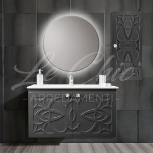 Mobile bagno nero sospeso stile Luxury con colonna - 120 cm, Vela