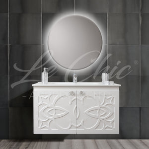 Mobile bagno moderno completo - 100 cm, Specchiera rettangolare led