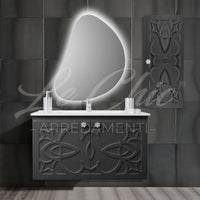 Mobile bagno nero sospeso stile Luxury con colonna - 120 cm, Vela