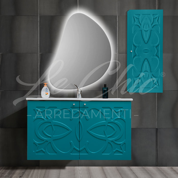 Mobile moderno Luxury con colonna - 90 cm, Specchiera con applicco