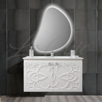 Mobile bagno moderno completo - 100 cm, Specchiera rettangolare led