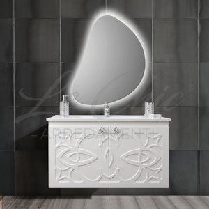 Mobile bagno moderno completo - 100 cm, Specchiera rettangolare led