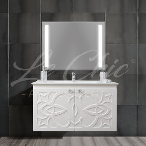 Mobile bagno moderno completo - 100 cm, Specchiera rettangolare led